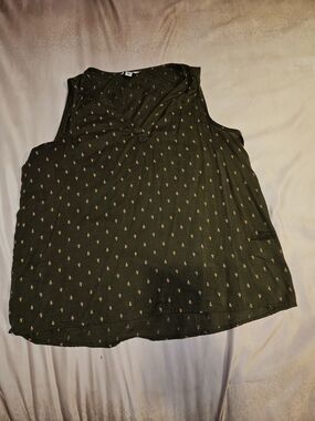 Sleeveless Olive Green Patterned Women's Tank Top